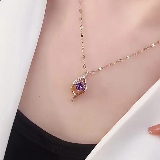 Elegant Alloy Necklace for Women, 2024 New Model, Synthetic Cubic Zirconia Pendant,