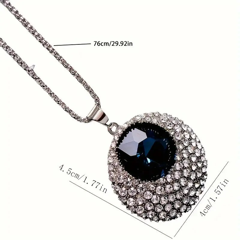 Crystal Round Sweater Chain Necklace