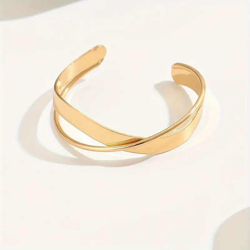 1pc Geometric Glossy Irregular Open Bangle Bracelet